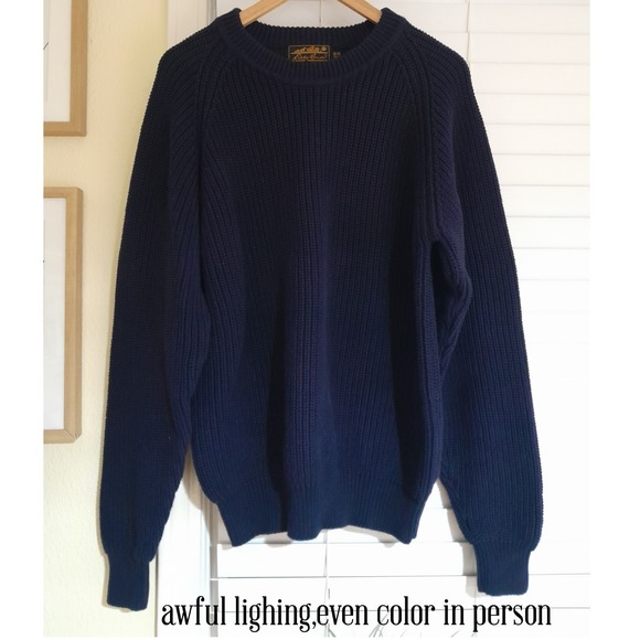 Vintage Eddie Bauer Men's Knitted Crew Neck Dark Blue Outdoor Sweater XL Tall - Picture 2 of 4